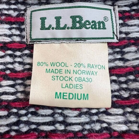 VTG 90s L.L. Bean Wool Blend Nordic Birdseye Silver Clasp Cardigan Sweater M - Picture 9 of 14